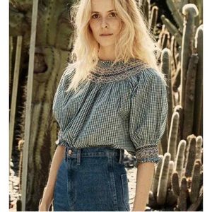 Doên Hester Top, blue Josephine plaid, size S